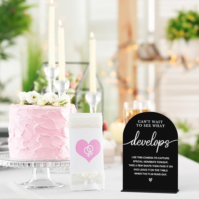 Acrylic Wedding Sign Can't Wait to See What Develops Sign for Wedding Wedding Signs for Ceremony Modern Calligraphy Arch Acrylic Table Top Sign for Wedding Reception and Event Party Table(black）