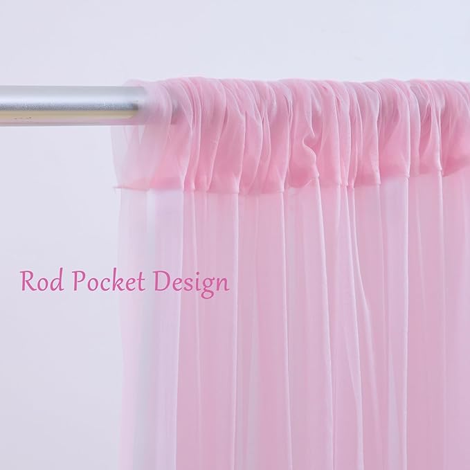 20x10 Pink Tulle Backdrop Curtains for Parties, Sheer Backdrop Curtain Wedding Photo Background Drapes for Baby Shower Photography Birthday Party