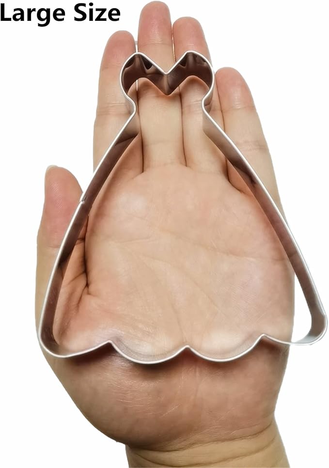 Large Size Dress Shaped Cookie Cutter, Stainless Steel Strapless Princess Dress Wedding Dress Cookie Cutter, 4.3 Inches