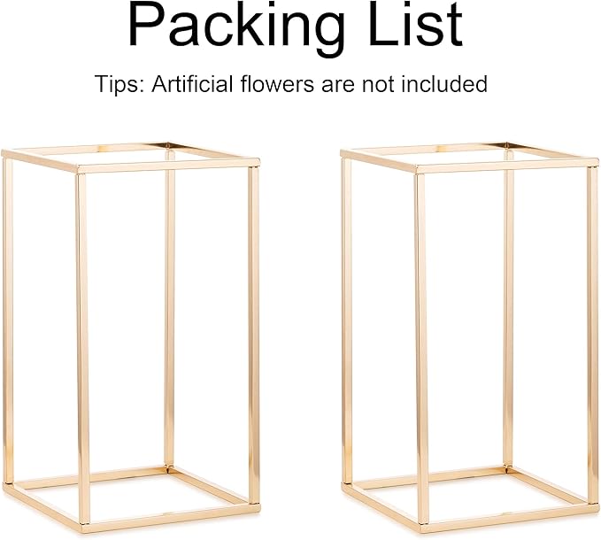 Gold Flower Stand for Table: 15.7” Tall Centerpiece Stand for Wedding Table Reception Floral Center Pieces with Home Decoration Party Event 2 PCS