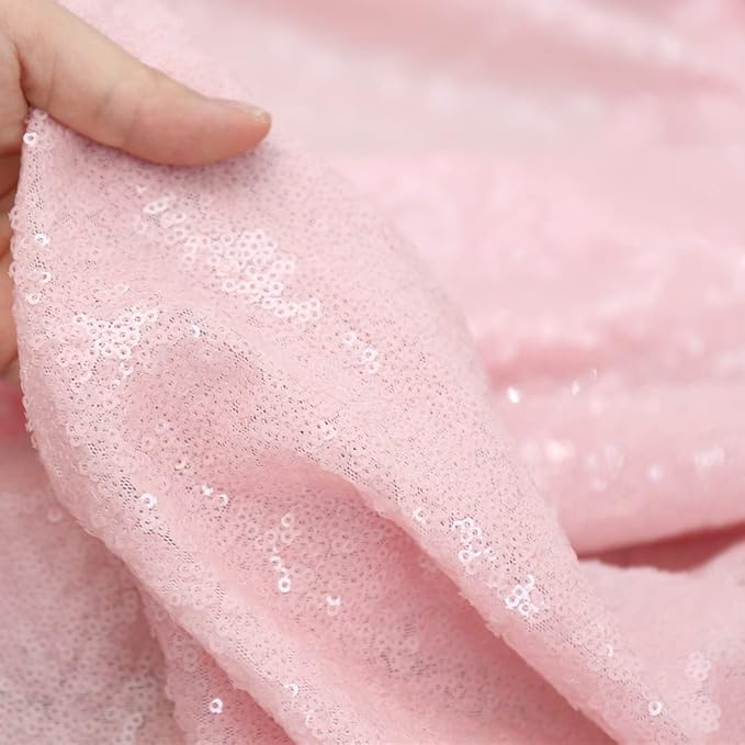 Poise3EHome 2Pcs 3Ft x 8Ft Pink Sequin Backdrop Curtain, Glitter Photography Background, Sequence Xmas Thanksgiving Backdrop for Wedding Party Holiday Festival Decor