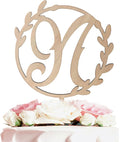 LINGTEER Personalized Inital Letter N Wooden Cake Topper Perfect for Birthday Rustic Wedding Party Keepsake Decoration
