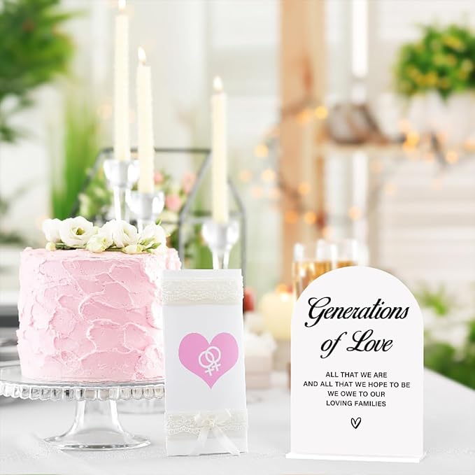 Acrylic Wedding Sign Generations of Love Sign for Wedding Wedding Signs for Ceremony Modern Calligraphy Arch Acrylic Table Top Sign for Wedding Reception and Event Party Table(white）