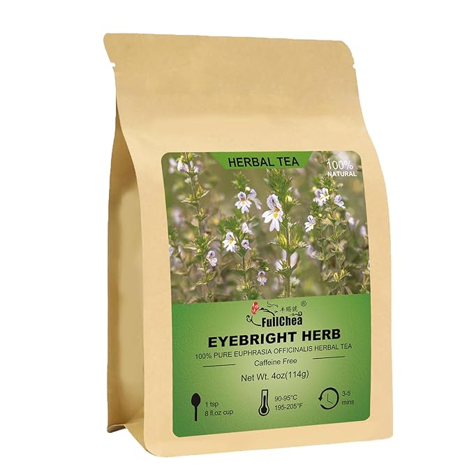 FullChea - Eyebright Herb Tea - 4oz/114g - Natural Tender Euphrasia Officinalis - Dried Eufrasia - Loose Leaf Herbal Tea - Cut & Sifted - Non-GMO - Caffeine-Free
