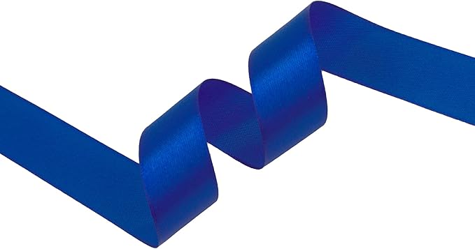 Dark Royal Blue Satin Ribbon 1 inch X Continuous 50 Yards, Single Face Polyester Ribbon Perfect for Gift Wrapping, Flower Bouquet, Wedding Decor, Crafts, Bow Making, Sewing and More