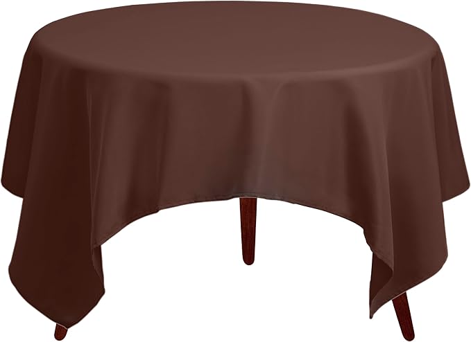 Gee Di Moda Square Tablecloth - 52 x 52 Inch Chocolate Table Cloth for Small Square or Round Tables - Heavy Duty Washable Fabric - for Buffet Table, Holiday Party, Dinner, Wedding & Baby Shower