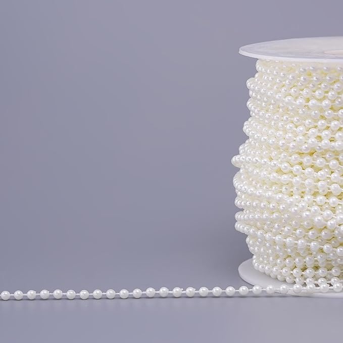 44 Yards/131 Feet Pearl Garland Craft String Pearls, Faux Pearl for Wedding Party Decoration, Christmas Tree Decorations and DIY Crafts (Ivory, 4 mm 131 Feet)