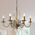 Farmhouse Crystal Chandelier,26 Inch Modern Flower Branch Oil-Rubbed Bronze Rustic Vintage Hanging Pendant Ceiling Light Fixture for Living Room Dining Room Bedroom Foyer Entryway