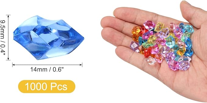 uxcell 1000pcs Fake Ice Rocks, Dazzling Clear Resin Crushed Ice Sparkling Fake Diamonds Gem Stones for Vases Fillers Table Scatter, Theme Party Favors, Blue