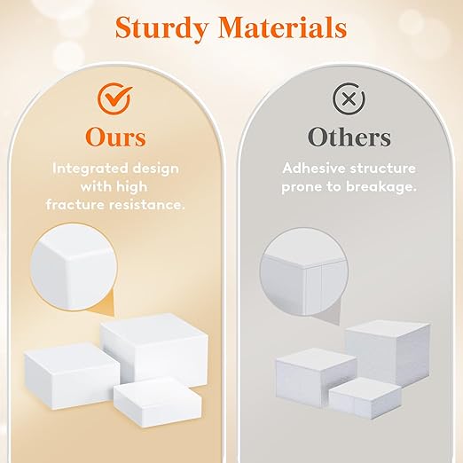 Lifewit Buffet Risers and Stands Up to 7.8", Food Risers for Buffet Table, Catering Dessert Cake Stand for Party, Collectibles Jewelry Display Stand, White Cube Boxes Nesting Risers, 12 PCS