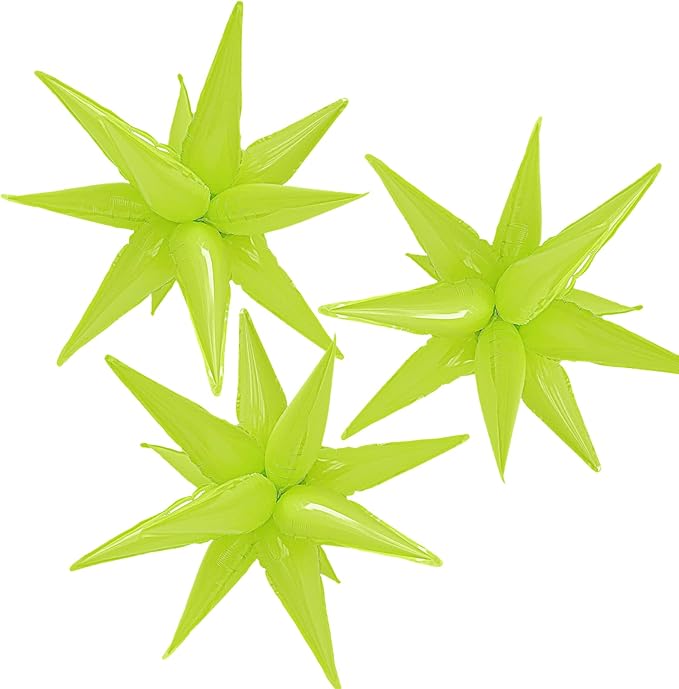 3pcs 26inch macaron green Star foil balloons.macaron green Explosion star burst star balloon-Spike cone balloon for birthday party decorations,wedding,Bachelor party