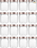 novelinks 8 oz Clear Plastic Jars with Screw-On Lids - BPA-Free Refillable Storage Containers for Slime, Spices, Crafts, Kitchen & Home Organization (16 Pack,Rose Gold)