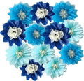 12pcs 8in 10in Paper Pom Poms Blue Hanging Paper Flowers Floral Backdrop Wedding Party Flower Decorations DIY Art Craft Blooms for Birthday Baby Shower Nursery Decor