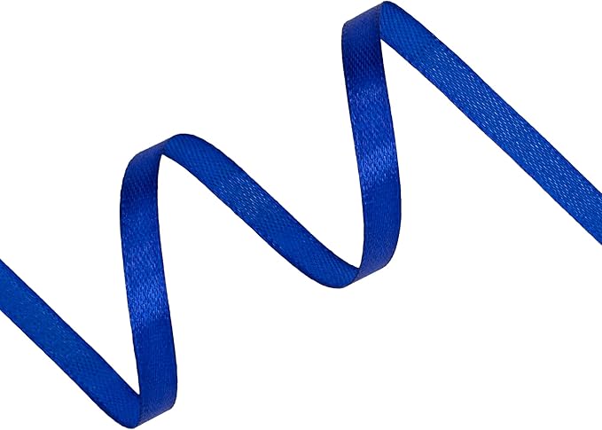 Royal Blue Satin Ribbon 1/4 inch X Continuous 50 Yards, Single Face Polyester Ribbon Perfect for Gift Wrapping, Flower Bouquet, Wedding Decor, Crafts, Bow Making, Sewing and More
