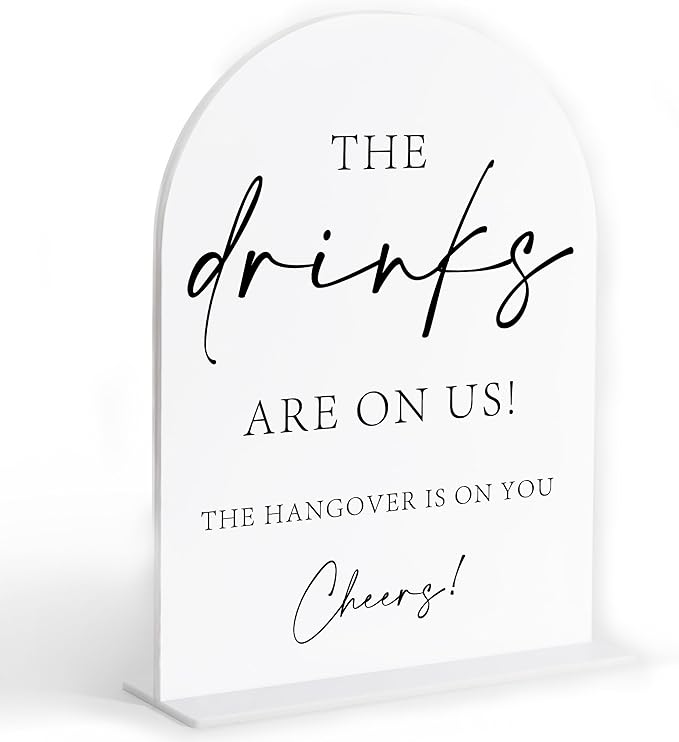 Wedding Bar Sign, White Arch Acrylic Sign, Wedding Signs for Ceremony and Reception, Bridal Shower Decor, Engagement Party Decor, Centerpiece Table Decorations Party for Bride and Groom-14
