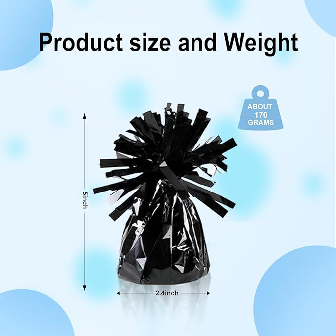 12PCS Balloon Weight Metallic Heavy Solid Balloon Pendant Pack Holder For Table Centerpieces Birthday Wedding Chrismas Party Decoration (Black)