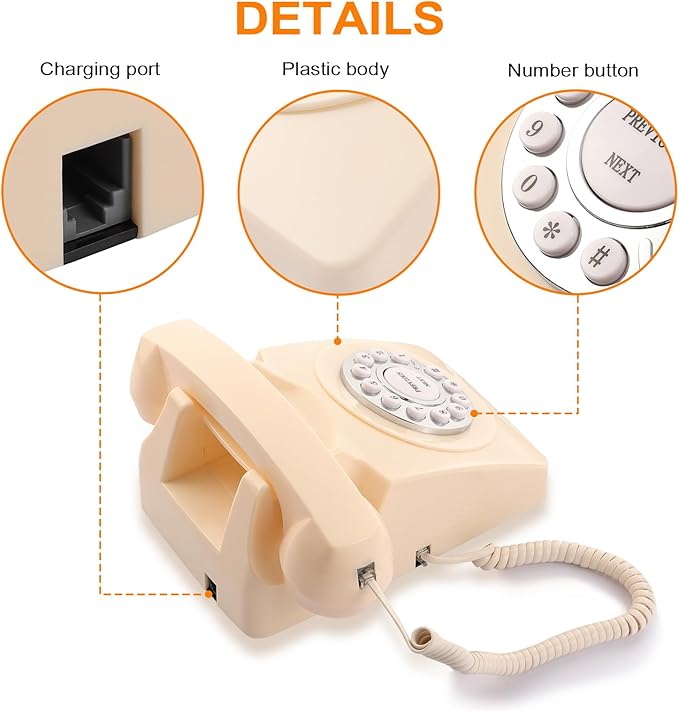Guest Book Audio Wedding Phone,Record Voice Messages,Retro Guest Book for Wedding or Birthday Party Message Voicemail,Save The Blessings of Your Relatives and Friends（Beige）