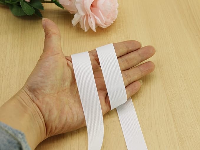 Jesep One Roll 100 Yards 3/4" Soild Grosgrain Ribbon Boutique Gift Wrapping Package Ribbon, DIY Crafts Bow Hair Headband Accessories Assorted Ribbon#29 (3/4" 20mm, White)