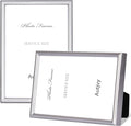 6x8 Picture Frame set of 2 Matte Silver Modern Simple Thin Aluminum Metal Photo Frame with HD Real Glass, Display for Tabletop and Wall Collage. (2 Pack)