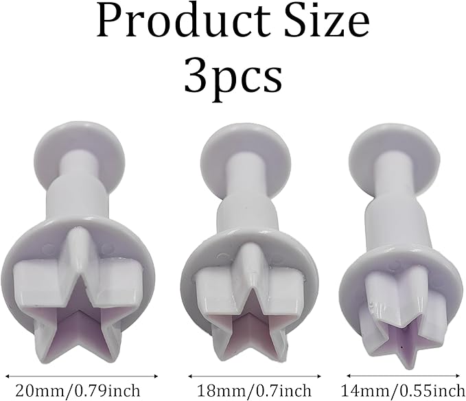 pson 3Pcs Plunger Cookie Cutter Set, Mini Plastic Biscuit Molds for Cake Decorating, Baking, Fondant, and DIY Crafts(Star)