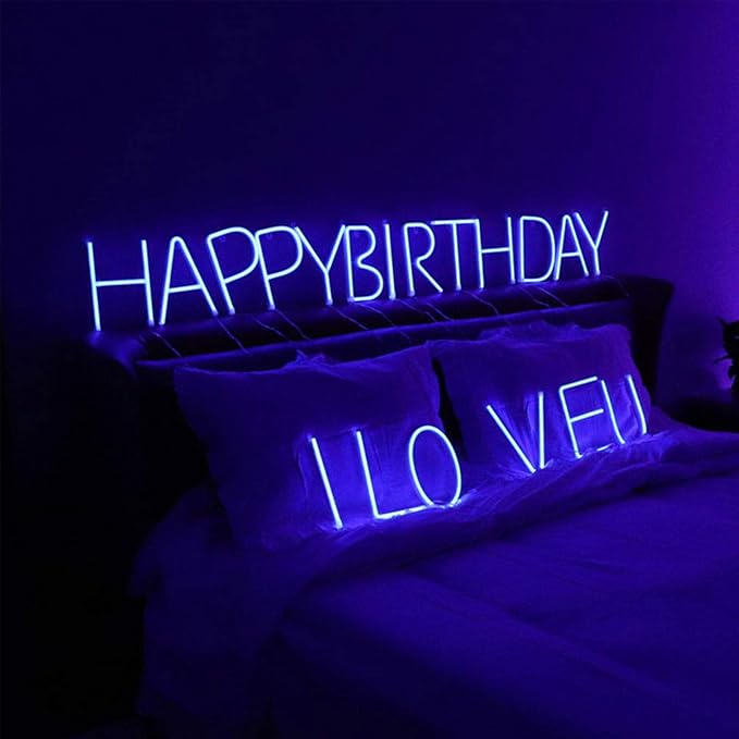 ENUOLI Blue LED Neon Letter Light, USB Batteries Operated Letter Sign for Night Light Lamp Words for Valentines Day, Home, Indoor Wall Decor (X)