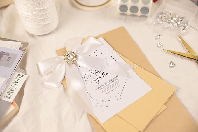 White Satin Ribbon 1 inch X Continuous 100 Yards, Single Face Polyester Ribbon Perfect for Gift Wrapping, Flower Bouquet, Wedding Decor, Crafts, Bow Making, Sewing and More