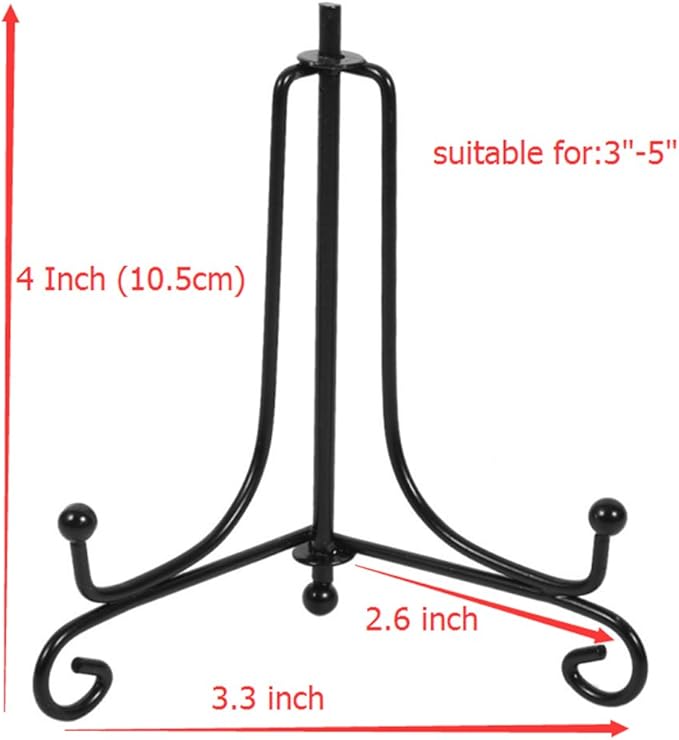 (2 pack) Iron Display Stand, Black Iron Easel Plate Display Photo Holder Stand, Displays Picture Frames, Decorative Plates,Tablets and Art 4 Inch