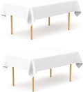 Pomp Pure White 60" x126" Poplin Polyester Tablecloth (2 Pack) | Wrinkle + Stain Resistant Easy Care Premium Fabric | Fits 8FT Rectangle Table
