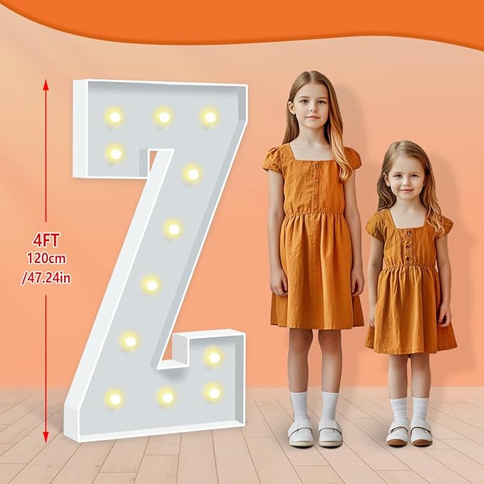 4FT Marquee Light Up Letters, Large Light Up Letters Z, Marquee Letter 3 Feet Tall, Mosaic Lighted Letter for Party Decoration Baby Shower Anniversary Proposal Wedding Decor