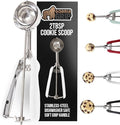 GORILLA GRIP Stainless Steel Multipurpose BPA-Free Spring Scoop, 2 TBSP, Melon Ballers, Cookie Dough Scoops, Perfect Portion Sizes, Easy Squeeze and Clean Release, Scooper Size 40, White