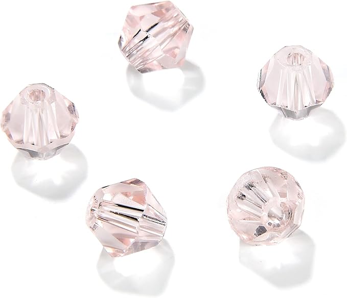 6mm Bicone 450Pcs Pink Crystal Glass Beads Faceted Bicone Shape Crystal Glass Spacer Beads for Bracelet Necklace Decorative Hand Jewelry Making (Pink, 6MM)
