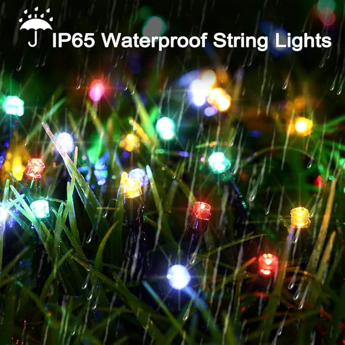 Toodour Solar Christmas Lights, 121ft 350 LED 8 Modes Outdoor Christmas String Lights, Waterproof Solar String Light for Xmas Tree, Fence, Holiday, Party, Balcony, Outdoo Xmas Decorations -Multicolor
