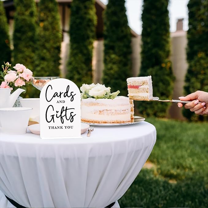 Acrylic Wedding Sign Cards and Gifts Sign for Wedding Wedding Signs for Ceremony Modern Calligraphy Arch Acrylic Table Top Sign for Wedding Reception and Event Party Table(white）