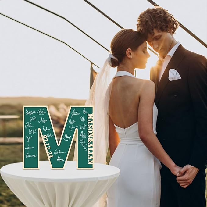 Personalized Wedding Guest Book Sign Custom Letter Name Date Rustic Wedding Guest Book Alternative Unique Guest Book for Wedding Anniversary Decor (Style 1)