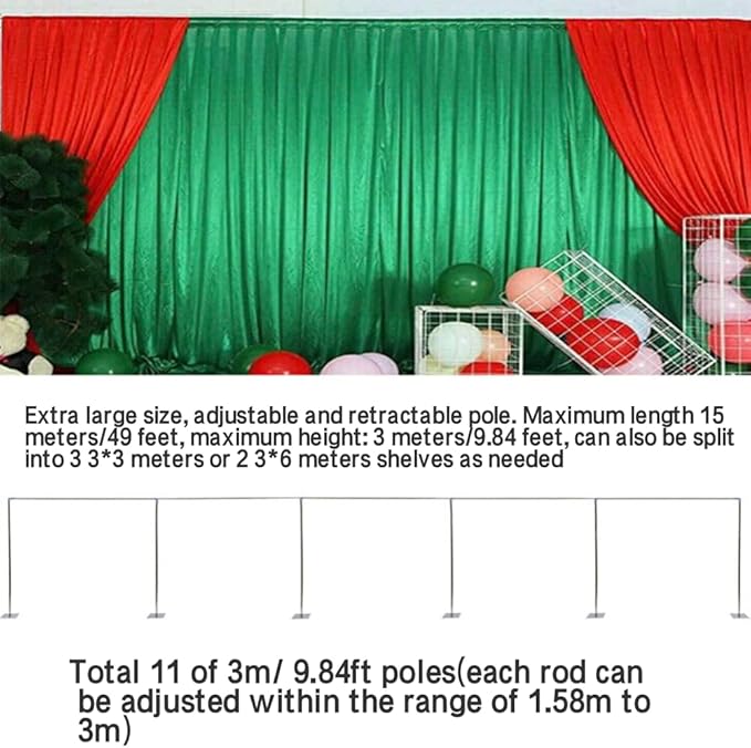 49ft*10ft Adjustable Telescopic Portable Pipe and Drape Backdrop Stand Kit Splitly, Heavy Duty Wedding Party Event Studio Photography Background Support System Trade Show Curtain Frame Stand
