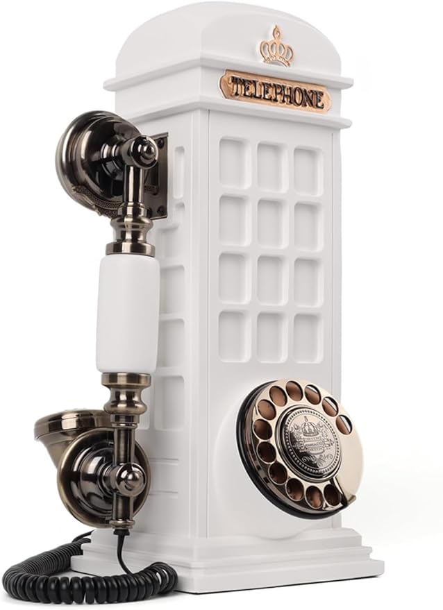 Audio Guest Book Wedding Phone, Record Customized Audio Message Guest Book for Wedding, Party and Gathering, Vintage Phone Booth Design， White