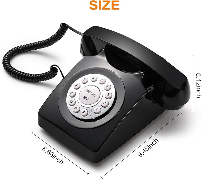 Guest Book Audio Wedding Phone,Record Voice Messages,Retro Guest Book for Wedding or Birthday Party Message Voicemail,Save The Blessings of Your Relatives and Friends（Black）