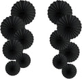 HQZ Black Party Hanging Fans DIY Set - 12pcs Set Pinwheels Fan DIY Paper Craft for Wedding, Birthday, Christmas Party Decoration