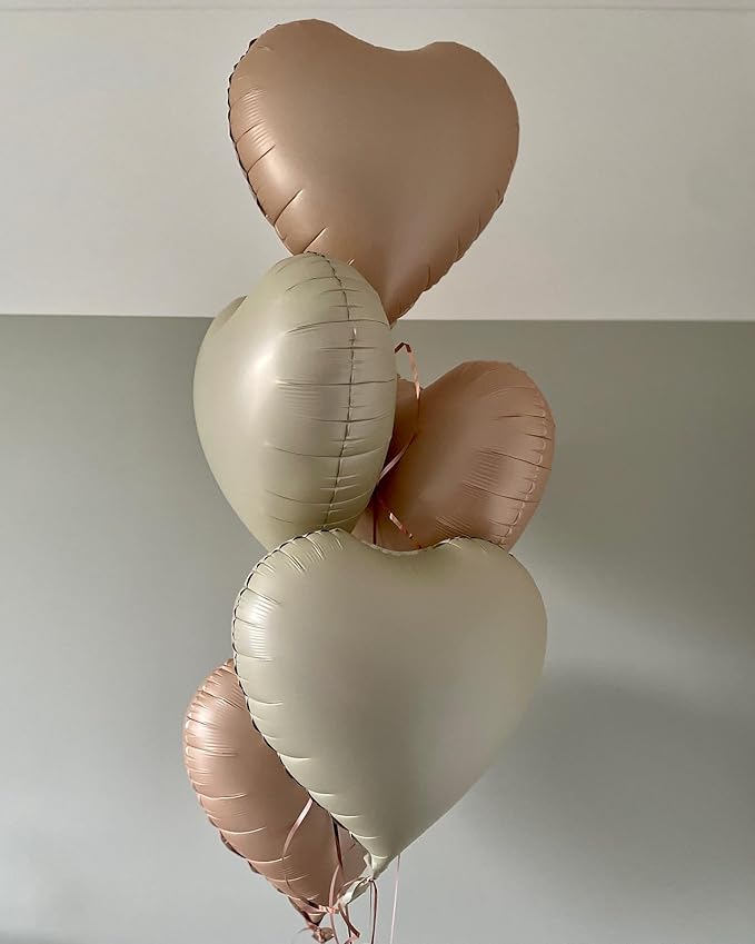 10Pcs Olive Green Foil Heart Shaped Balloons 18 Inch - Retro Green Heart for Baby Shower, Wedding, Valentine Decorations - Love Party Decor