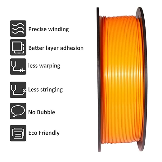 GIANTARM 3D Printer Filament, Orange Pla Filament, 1Kg(2.2lbs) Spool, 1.75mm Dimension Accuracy +/- 0.03mm, 3D Printing Filament