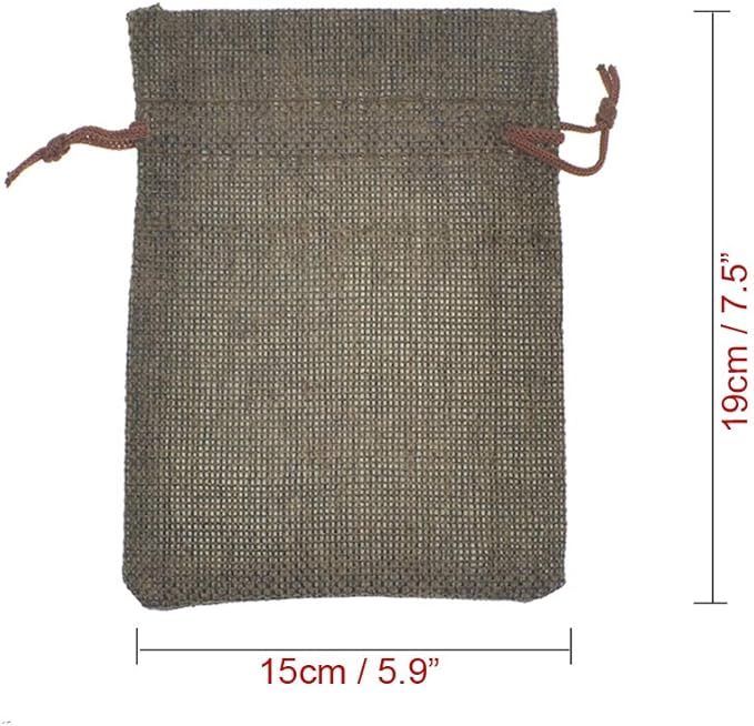 20Pcs Burlap Bags with Drawstring, Burlap Gift Bag Linen Jewelry Pouches for Christmas Wedding Favor, Party, DIY Crafts (Coffee, 5.9 x 7.5 Inch)