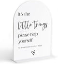 Wedding Bathroom Favors Sign, White Arch Acrylic Sign, Wedding Bathroom Basket Supplies, Bridal Shower Decorations, Engagement Party Decor, Centerpiece Table Decorations Party for Bride and Groom-4