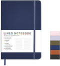 Lined Journal Notebook for Women Men, 200 Pages A5 Hardcover Leather Journals 5.7” x 8.3”, A5 College Ruled Notebooks with 100 GSM Thick Paper for Writing,Travel,School,Office,Work,Business(Blue)