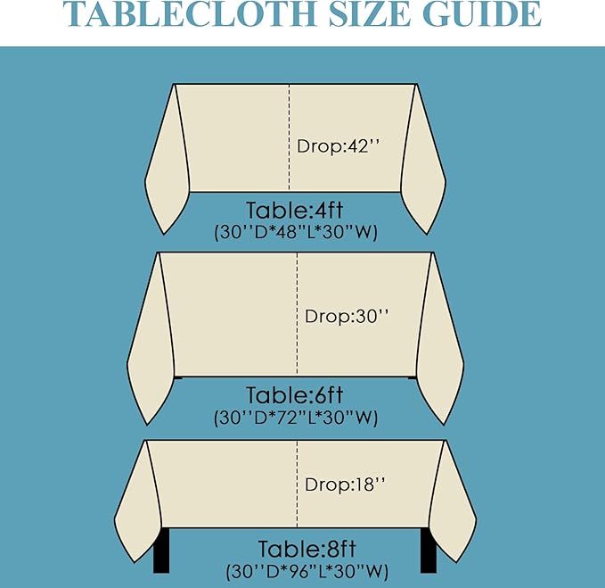 VidaFete Tablecloth 2 Pack 90 * 132inch Rectangle Table Cloth Polyester, Stain Wrinkle Resistant Polyester Dining Table Cover for Kitchen Dinning Party Wedding Rectangular Buffet Decoration(Ivory)