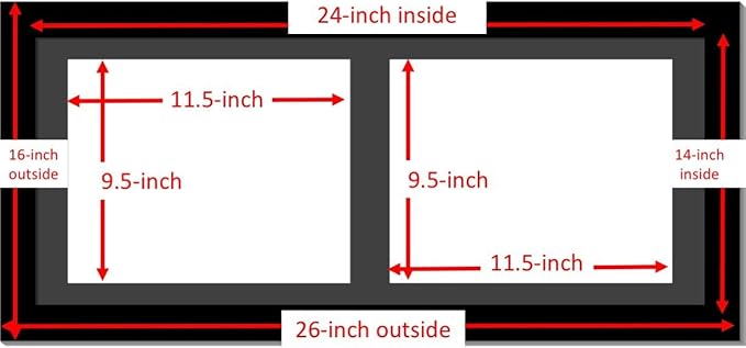 Creative Picture Frames [14x30bk-b Black Horizontal Double Diploma Frame with 2 opening Black Mat, Holds 2-10x12-inch Documents with Wall Hanger