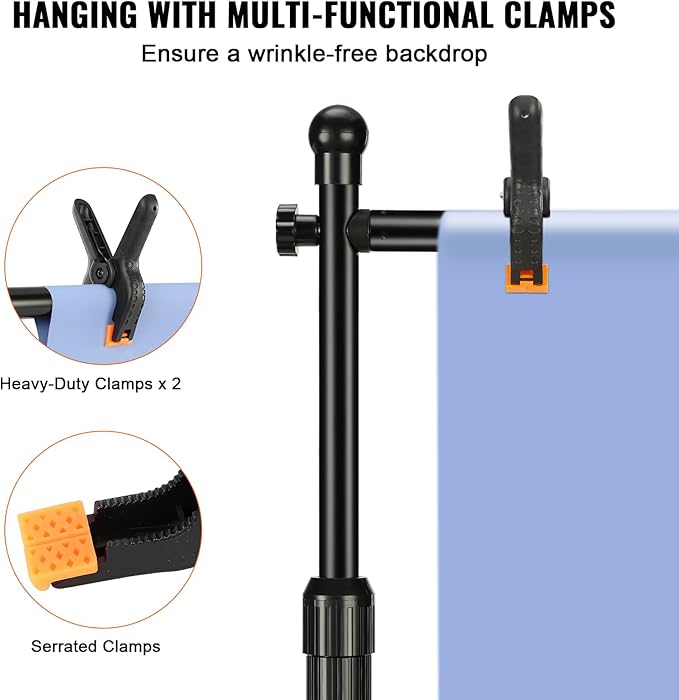 VEVOR 10ft x10ft Pipe and Drape Kit, Heavy Duty Backdrop Stand with Carbon Steel Base, Adjustable Backdrop Support with 2 Clamps and A Carry Bag for Wedding, Party, Event, Photography and Exhibition