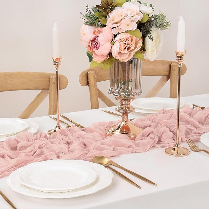 Dusty Pink Table Runner Cheesecloth Table Runner 10 Pack 10FT Farmhouse Table Runners 120 Inches Fall Table Decor Dining Room Centerpiece Wedding Boho Baby Shower Birthday
