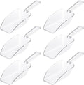 6Pcs Clear Plastic Ice Scoop, 7.5 Inch Multi-purpose Kitchen Scoops for Party Wedding Food Popcorn Snack Cookie Candy Sugar Bar Jars Freezer Dry Goods (Clear)
