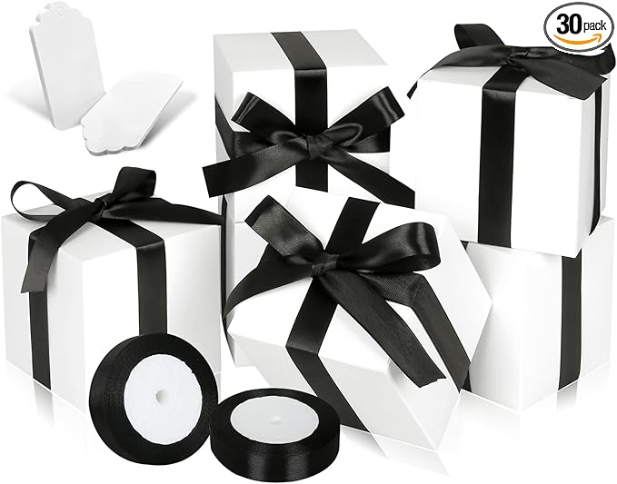 50 Pack Small Gift Boxes, 2x2x2 Favor Boxes White Paper Gift Boxes with Lids for Presents, Crafting, Cupcake Boxes, Gifts, Candy Boxes for Wedding Party Bridal Shower Baby Shower Favors