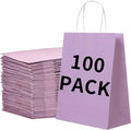 BAG BOX 100 Pack 8.3 * 4.3 * 10.6 Inch Purple Gift Bags with Handles,Bulk Kraft Paper Bags for Shopping, Retail, Merchandise, Wedding, Party Favors, Paper Grocery Sacks